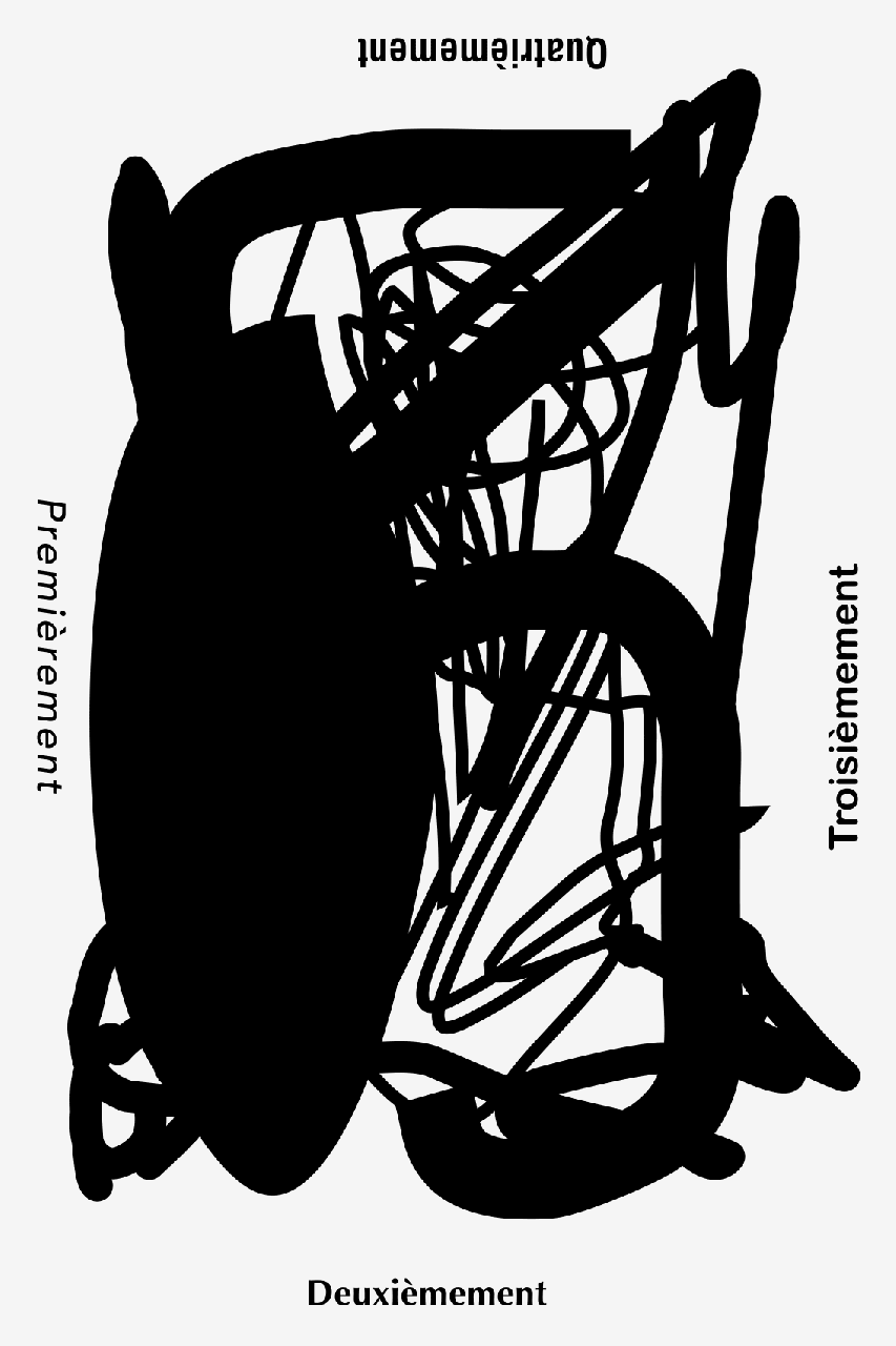 Claude Closky, ‘Premièrement deuxièmement troisièmement quatrièmement [Firstly Secondly Thirdly Fourthly],’ 2022, Paris: Atelier Arcay Silkscreen print on 350g paper, 4 prints 40 x 60 and 60 x 40 cm.